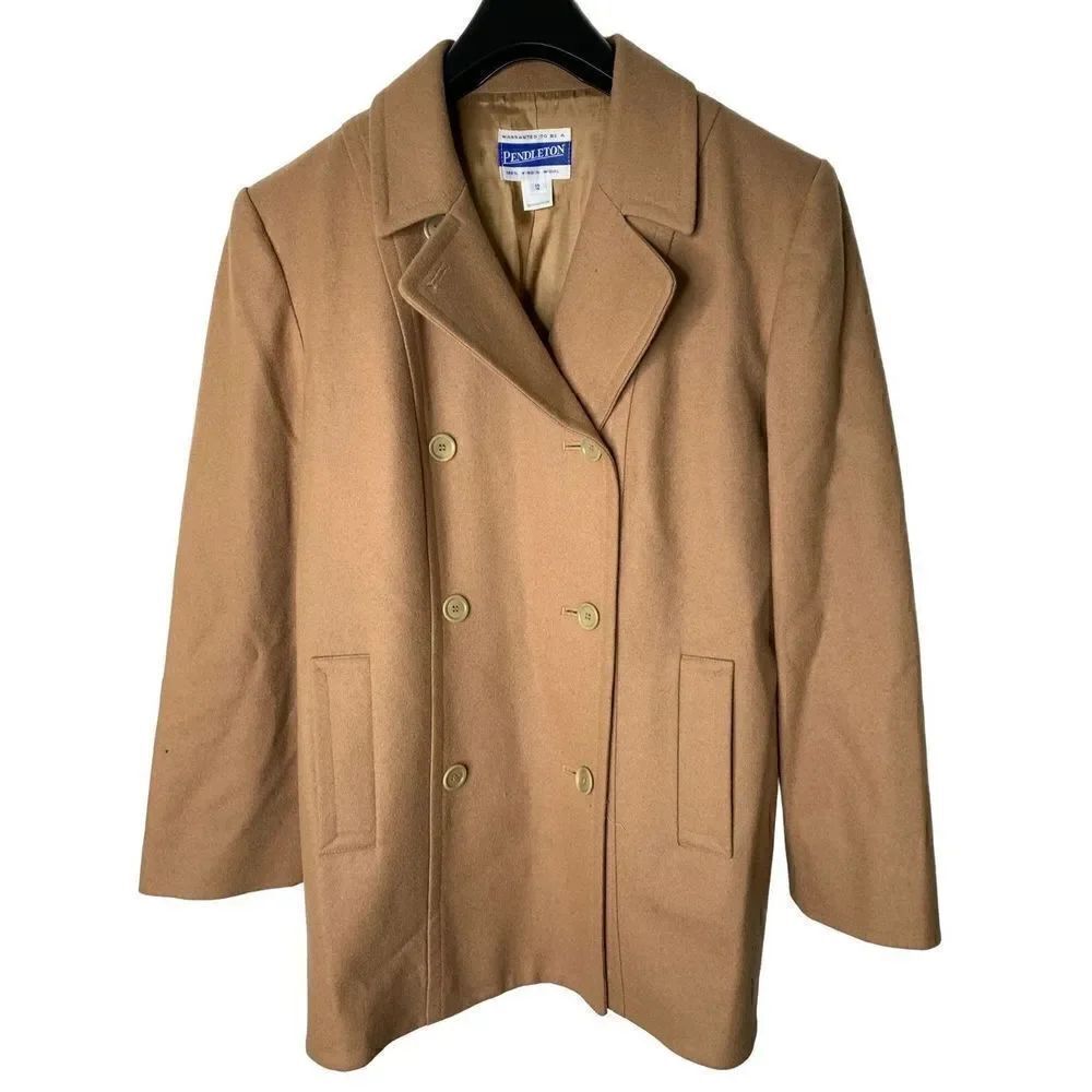 Vintage 90s Pendleton 100% wool pea coat camel size 12